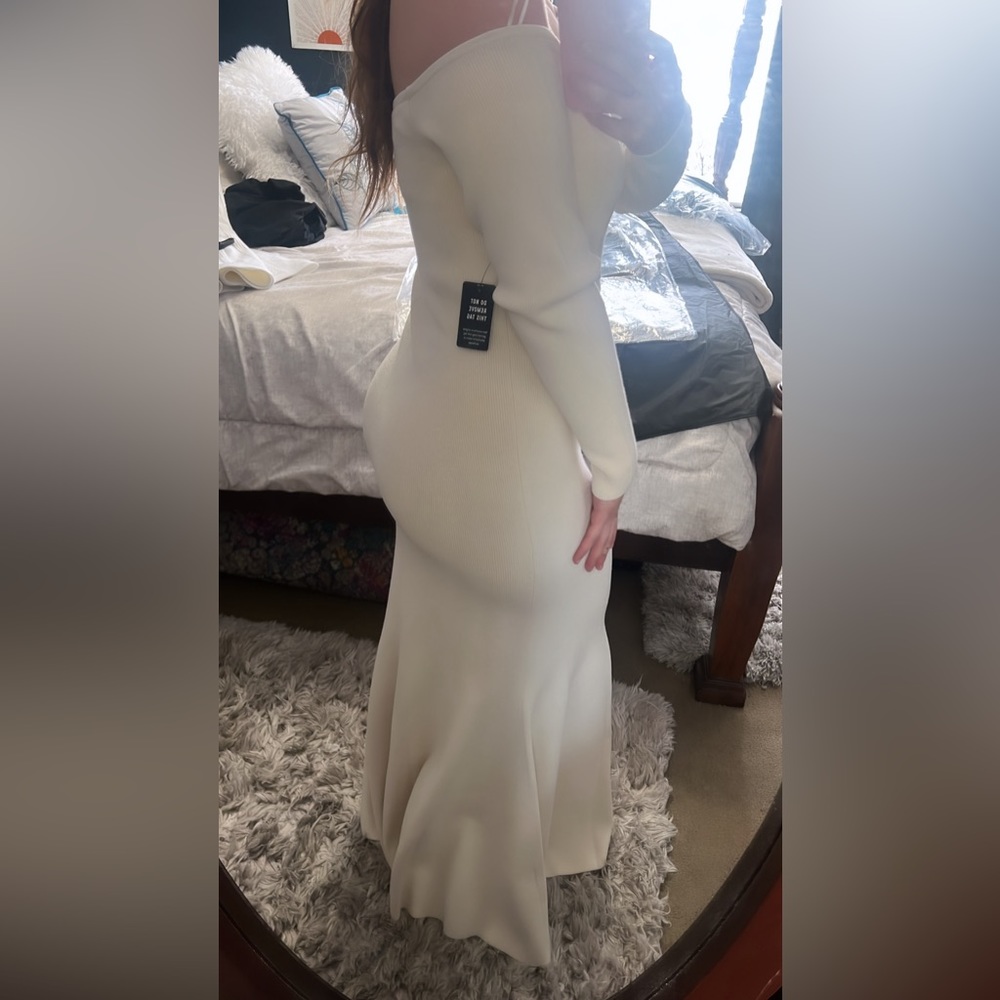 EXPRESS BRAND: Bridal Off The Shoulder Sweater Maxi Dress